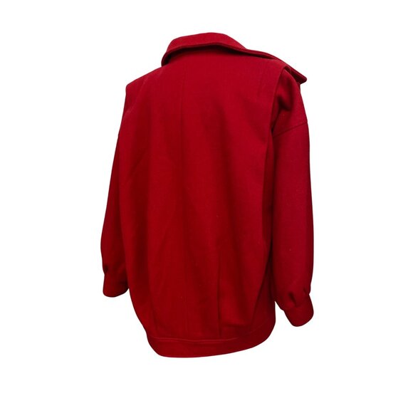 Vintage 1980s International Scene Red Pure Wool Double-Breasted Coat - Picture 12 of 16